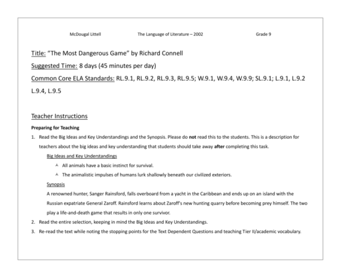 The most dangerous game study guide answer key