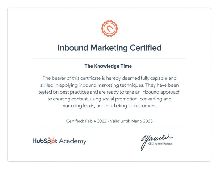 Inbound marketing certification hubspot answers